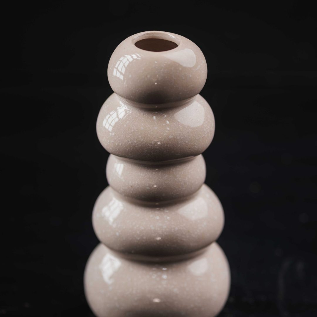 Κεραμικό Βάζο Βότσαλο σε Φυσικό Μπεζ