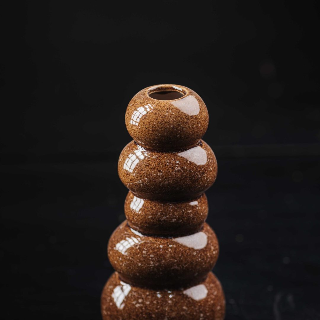 Κεραμικό Βάζο Βότσαλο Καραμελένιο Καφέ