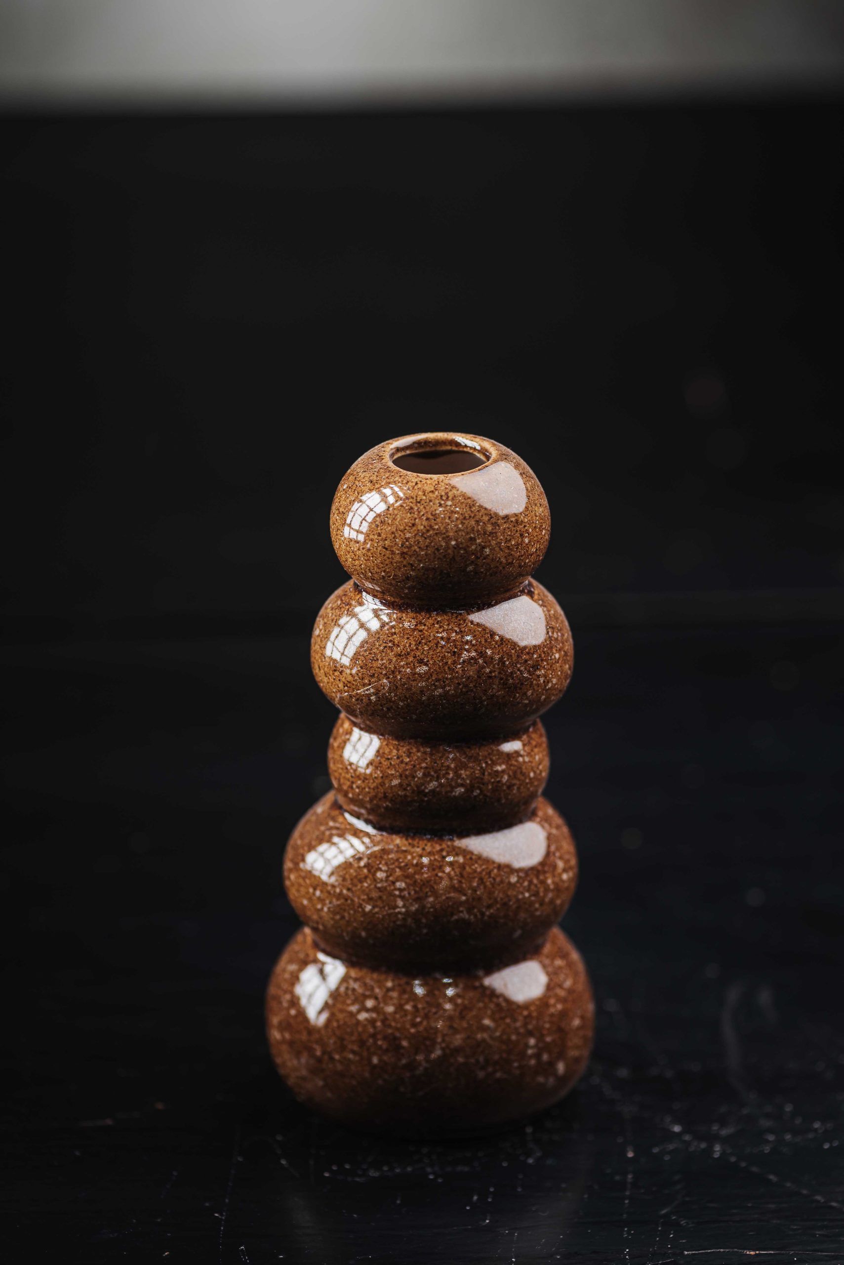 Κεραμικό Βάζο Βότσαλο Καραμελένιο Καφέ