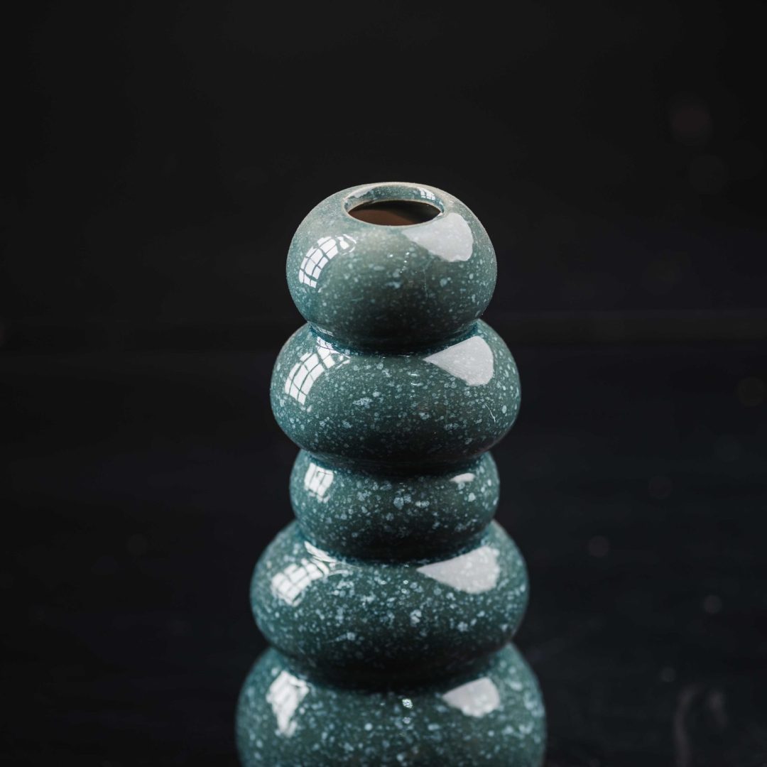 Κεραμικό Βάζο Βότσαλο Πράσινο Πετρόλ