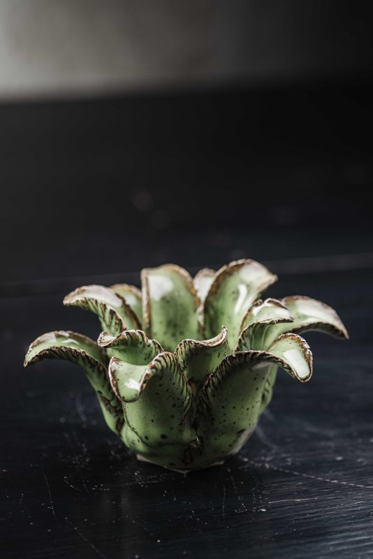 Κεραμικό Tealight Organic Design Moss Green Μικρού Μεγέθους