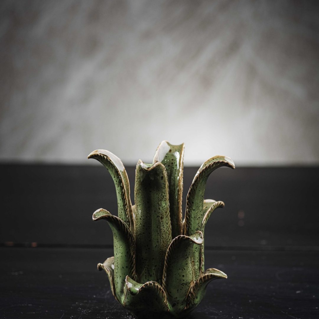 Κεραμικό Tealight Organic Design Moss Green Μεσαίου Μεγέθους