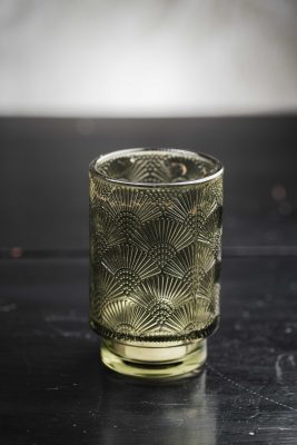 Γυάλινο Κηροπήγιο Ανάγλυφο Πράσινο