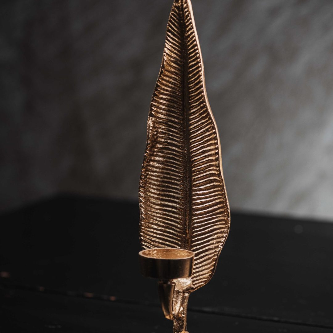 Μεταλλικό Διακοσμητικό Κηροπήγιο Σε Σχήμα Φύλλου