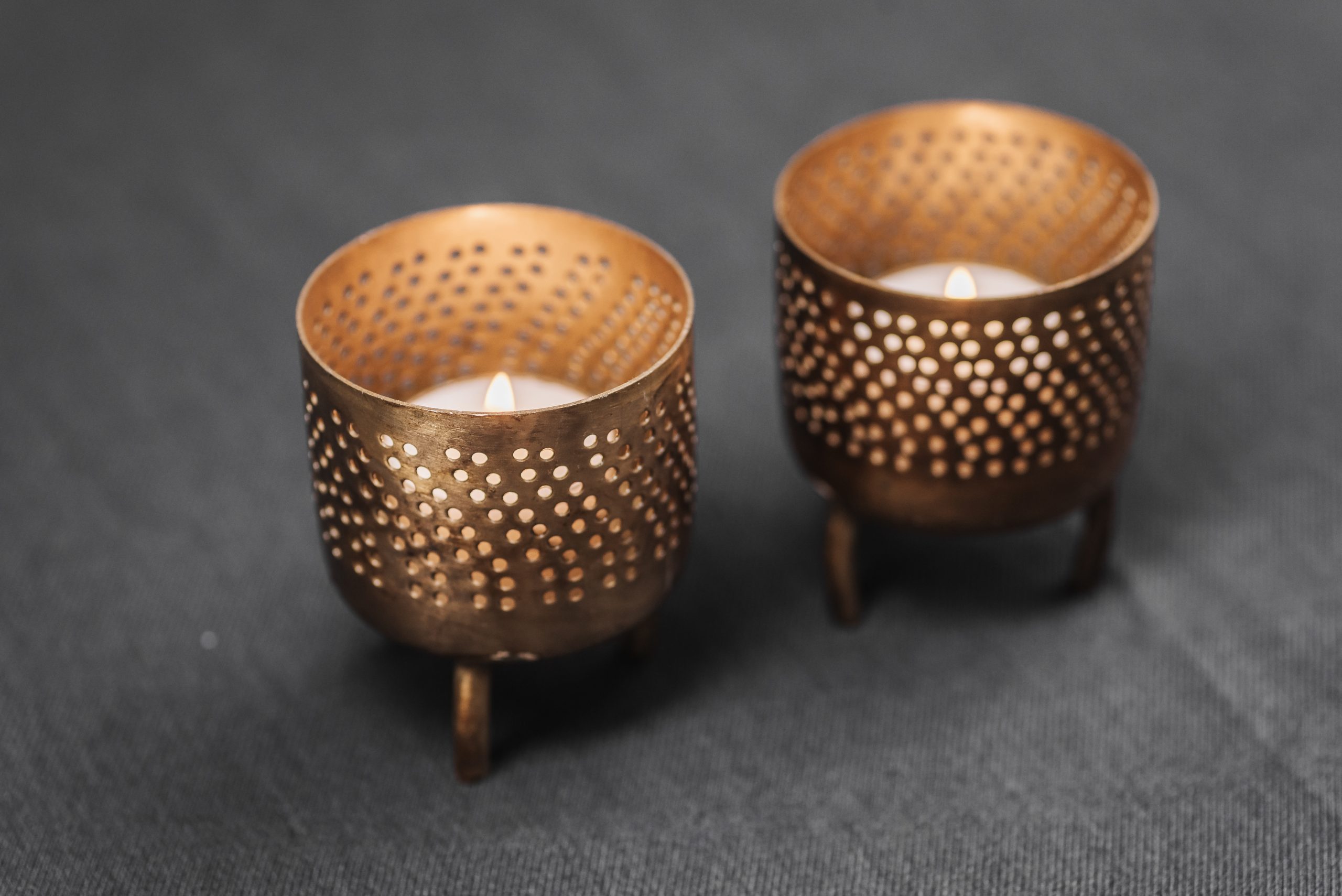 Διάτρητο Κηροπήγιο Ρεσώ - Antique Gold (Σετ 2)