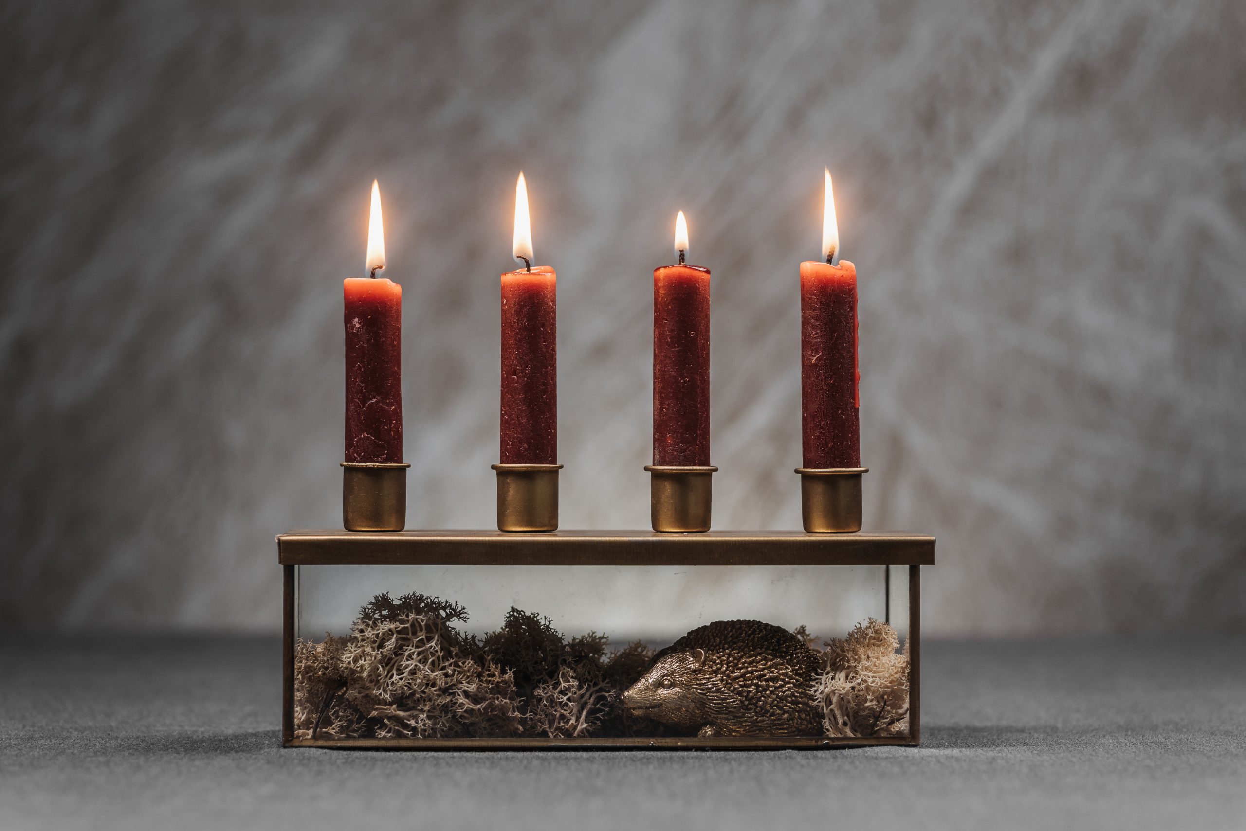 Κηροπήγιο "Glass Box" 4 Θέσεων | Antique Gold