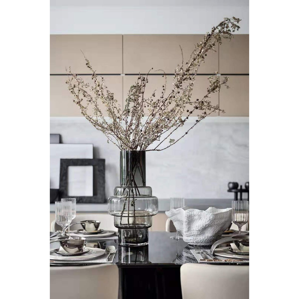 retro style thick glass vase XXL,series: TYLER 46GR, 9mm thich luxury glass - Image 4